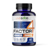 LIVEGOOD Factor 4 vista frontal del envase mostrando 60 cápsulas y beneficios