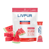 LivPur Nutrition empaque frontal del producto con sabor sandía y beneficios de hidratación