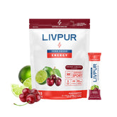 LivPur frente del empaque Cherry Limeade mostrando sticks y beneficios