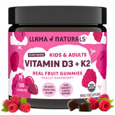 Llama Naturals envase frontal mostrando 120 gominolas y beneficios