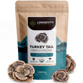 Longevity Botanicals empaque frontal mostrando el polvo y la marca, claridad y confianza