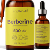 LongLifeNutri frasco frontal de berberina con beneficios claros