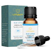 LOTUSJOY frasco ámbar loto azul protegiendo el aroma