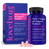 LOVEBUG empaque frontal mostrando 30 cápsulas y beneficios clave