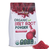 Luckycare frente del envase mostrando 910g y sello orgánico, claro beneficio de confianza