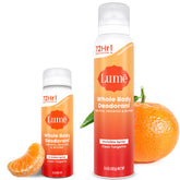 Lume pack frontal Clean Tangerine mostrando frasco grande y mini