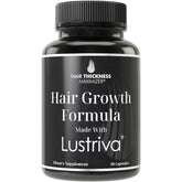 Hair Thickness Maximizer Lustriva frente del envase mostrando la marca y beneficios