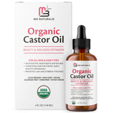 M3 Naturals botella frontal de aceite de ricino, protege ingredientes puros