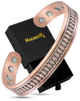MagnetRX pulsera frontal de cobre mostrando diseño robusto y acabado elegante