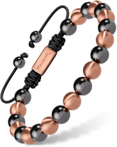 MagnetRX vista frontal de la pulsera de cobre y hematita mostrando estética y durabilidad