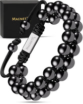 MagnetRX pulsera frontal mostrando cuentas de hematita y elegancia