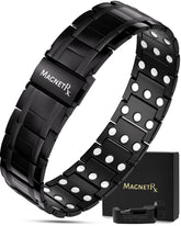 MagnetRX pulsera frontal negra mostrando diseño elegante y aspecto masculino