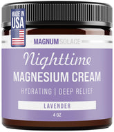 Magnum Solace frasco frontal mostrando el envase y la lavanda para uso nocturno