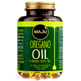 Maju Superfoods frasco frontal mostrando cápsulas y sello de calidad