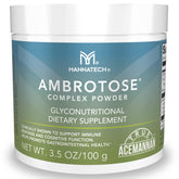 Mannatech Ambrotose Complex frente del envase mostrando diseño y duración, ayuda a identificar el producto