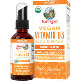MaryRuth's botella frontal de vitamina D3 muestra envase y beneficios veganos