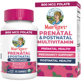 MARYRUTH'S envase frontal mostrando gomitas prenatales orgánicas y beneficios claros