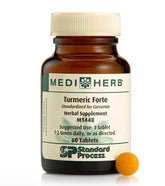Mediherb Turmeric Forte vista frontal del set doble mostrando envases y etiqueta clara