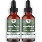 MEGA HEALTH envase frontal del Zeolite Detox mostrando etiqueta y beneficio familiar
