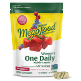 MegaFood paquete frontal mostrando multivitaminas para mujeres y conveniencia diaria