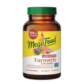 MegaFood frasco frontal mostrando 60 tabletas y beneficios de curcuminoides