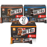 MET-Rx paquete frontal del producto mostrando el diseño y proteínas 30 g