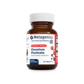 Metagenics envase frontal de Chromium Picolinate mostrando presentación y beneficio de apoyo metabólico