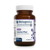 Metagenics Licorice Plus frente del envase mostrando presentación y beneficio de apoyo al estrés