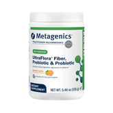 Metagenics envase UltraFlora Fiber frente mostrando diseño y beneficio de regularidad