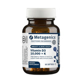 Metagenics frasco de Vitamin D3 y K2 mostrando el empaque y beneficios de dosificación