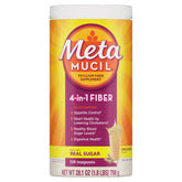 Metamucil envase frontal mostrando tamaño y marca para fácil identificación
