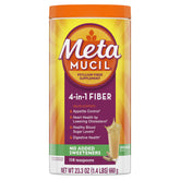 Metamucil frente del envase mostrando 114 servicios y beneficio de fibra