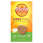 Metamucil paquete frente con 24 wafers manzana, práctico aporte de fibra