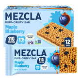 Mezcla vista frontal del empaque mostrando sabor maple blueberry y beneficios