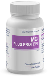 Envase frontal MG PLUS PROTEIN blanco 500 g mostrando etiqueta y formato práctico