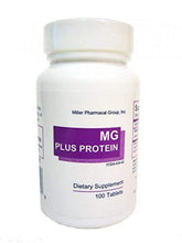 Mg Plus Protein frasco delantero con 100 tabletas práctico para viaje