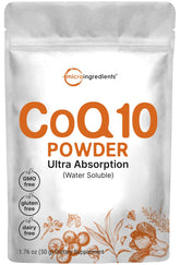 Micro Ingredients envase frontal mostrando COQ10 y beneficio de alta absorción