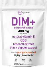 Micro Ingredients envase frontal del DIM+ mostrando cantidad y formato