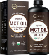 Micro Ingredients botella frontal mostrando etiqueta orgánica y tamaño