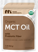Micro Ingredients frente del empaque mostrando tamaño y sello orgánico