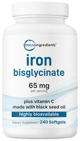 Micro Ingredients frasco frontal mostrando 240 softgels y diseño claro