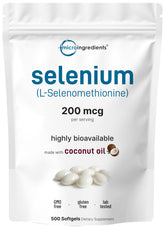 Micro Ingredients frontal del empaque mostrando 500 softgels y beneficio de suministro prolongado