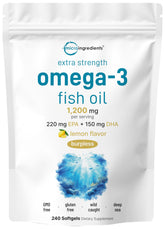 Micro Ingredients frente del envase mostrando 240 softgels y concentración alta