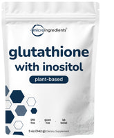 Micro Ingredients frasco frontal del glutathione en polvo, presentación clara y consumo práctico