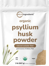 Micro Ingredients paquete frontal de psyllium husk mostrando presentación de 2 lb