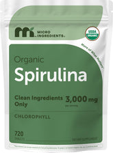 Micro Ingredients spirulina frontal del envase mostrando contenido