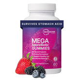 Microbiome Labs envase frontal mostrando gomitas y beneficio de soporte digestivo