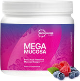 Microbiome Labs frasco delantero de MegaMucosa mostrando la presentación