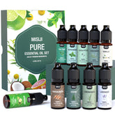 MISIJI vista frontal del pack mostrando los 10 aceites y beneficios de aroma