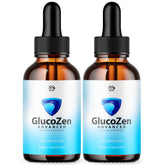 MJO Glucozen Drops vista frontal, bote claro y beneficios prácticos